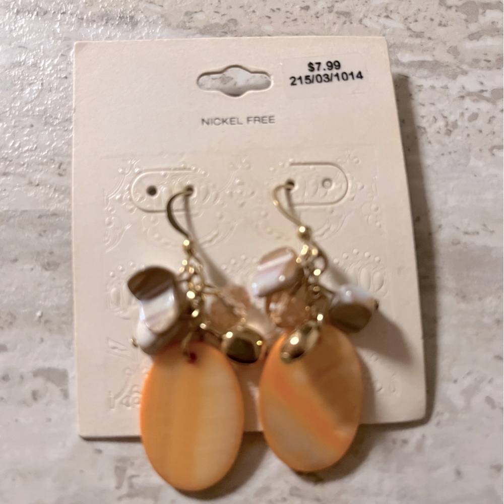 Target Peach/Brown/Gold OS Fashion Pierced Earrings